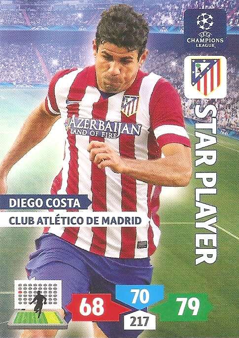 DIEGO COSTA (A. Madrid) - PANINI `CHAMPIONS LEAGUE` 2013/2014 - `STAR PLAYER` TRADING CARD