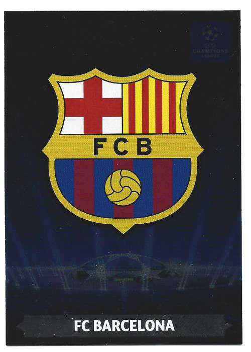 BARCELONA FC - PANINI `CHAMPIONS LEAGUE` 2013/2014 - FOIL `CLUB BADGE` TRADING CARD