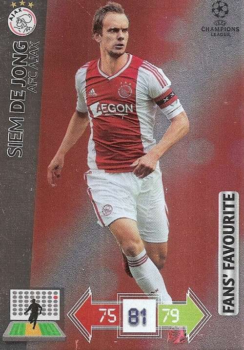 SIEM DE JONG(Ajax) - PANINI `CHAMPIONS LEAGUE 2012/13` - FOIL `FANS FAVOURITE` TRADING CARD