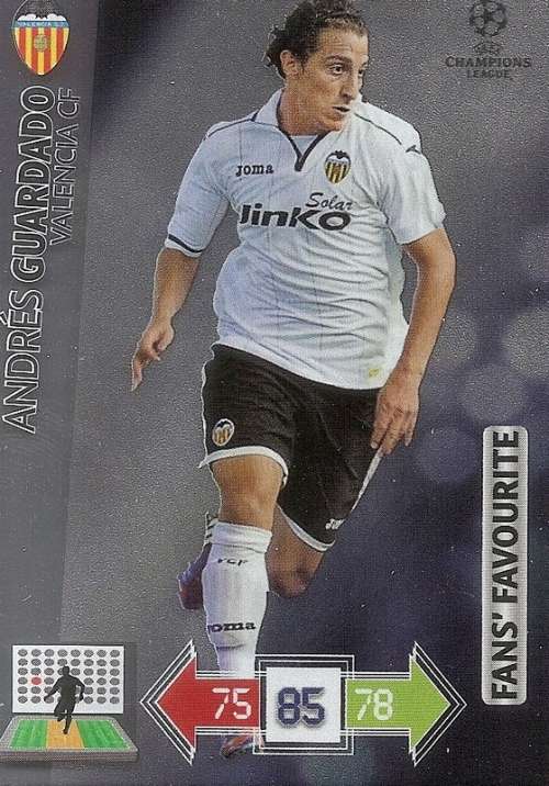 A. GUARDADO (Valencia) - PANINI `CHAMPIONS LEAGUE 2012/13` - FOIL `FANS FAVOURITE` TRADING CARD
