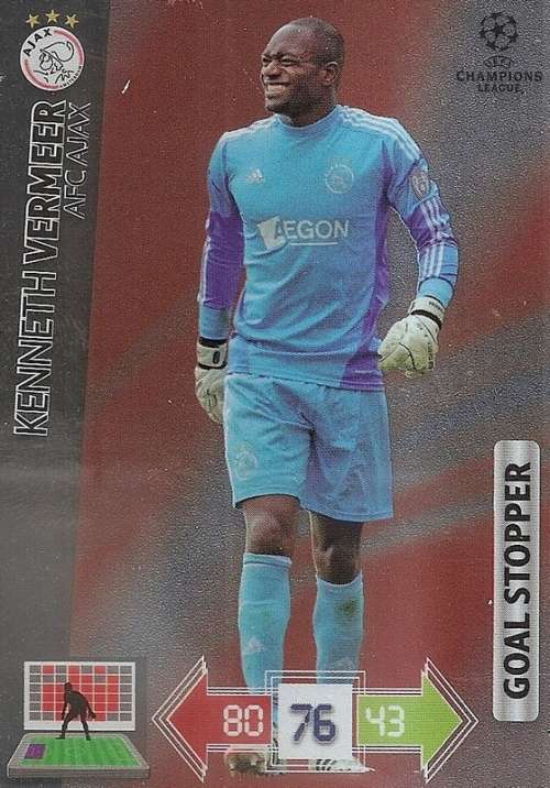 K. VERMEER (Ajax) - PANINI `CHAMPIONS LEAGUE 2012/13` - FOIL `GOAL STOPPER` TRADING CARD