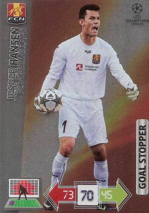 J. HANSEN (FC Nordsjaelland) - PANINI `CHAMPIONS LEAGUE 2012/13` - FOIL `GOAL STOPPER` TRADING CARD