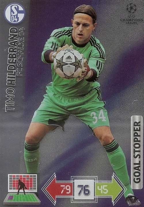 T. HILDEBRAND (Schalke) - PANINI `CHAMPIONS LEAGUE 2012/13` - FOIL `GOAL STOPPER` TRADING CARD