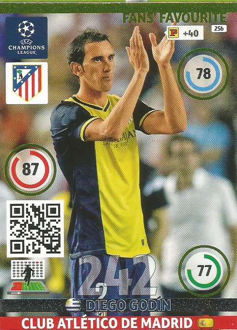 DIEGO GODIN - PANINI `CHAMPIONS LEAGUE`  2014/15 - FOIL `FANS FAVOURITE` TRADING CARD
