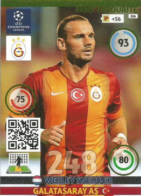 WESLEY SNEIDJER - PANINI `CHAMPIONS LEAGUE`  2014/15 - FOIL `FANS FAVOURITE` TRADING CARD