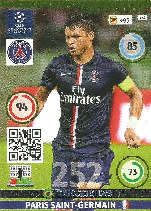 THIAGO SILVA - PANINI `CHAMPIONS LEAGUE`  2014/15 - FOIL `FANS FAVOURITE` TRADING CARD