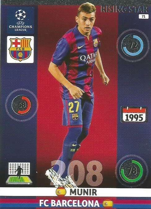 MUNIR - PANINI `CHAMPIONS LEAGUE`  2014/15 - FOIL `RISING STAR` TRADING CARD
