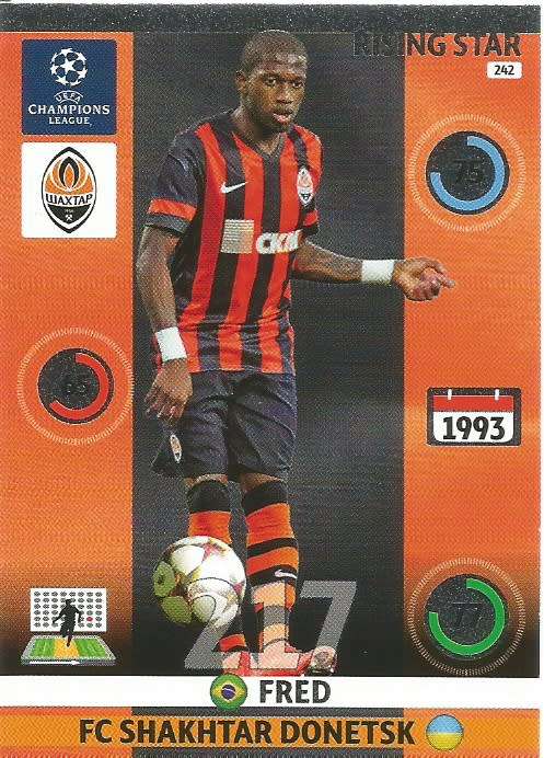 FRED - PANINI `CHAMPIONS LEAGUE`  2014/15 - FOIL `RISING STAR` TRADING CARD