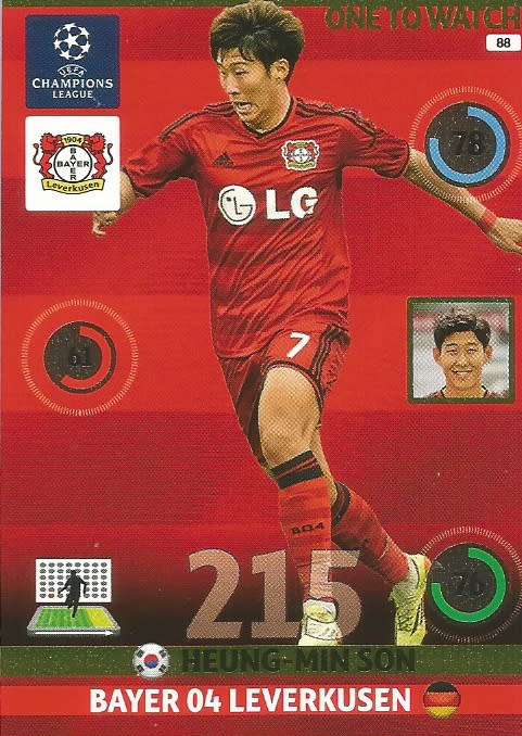 HEUNG MIN SON - PANINI `CHAMPIONS LEAGUE`  2014/15 - FOIL `ONE to WATCH` TRADING CARD