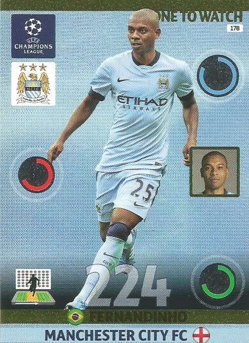 FERNANDINHO - PANINI `CHAMPIONS LEAGUE`  2014/15 - FOIL `ONE to WATCH` TRADING CARD