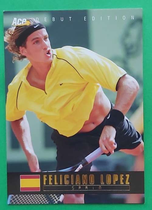 FELICIANO LOPEZ - `ACE AUTHENTIC DEBUT 2005` Collection - GOLD `PARALLEL` TRADING CARD 62 of 100