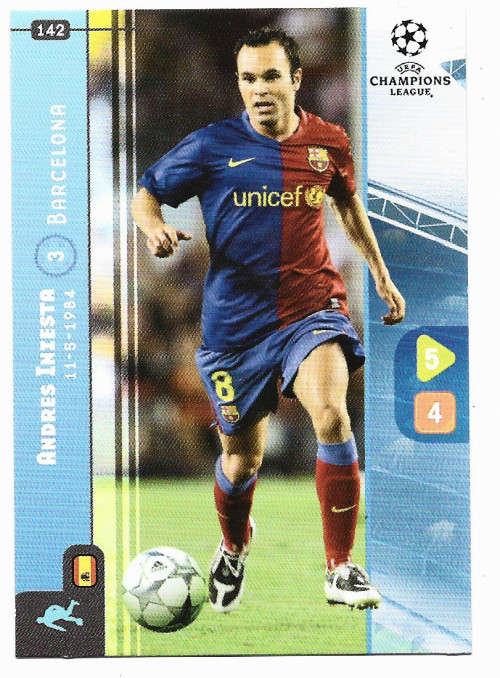 ANDRES INIESTA  - PANINI `CHAMPIONS LEAGUE` 2008/09 - BASE TRADING CARD 142