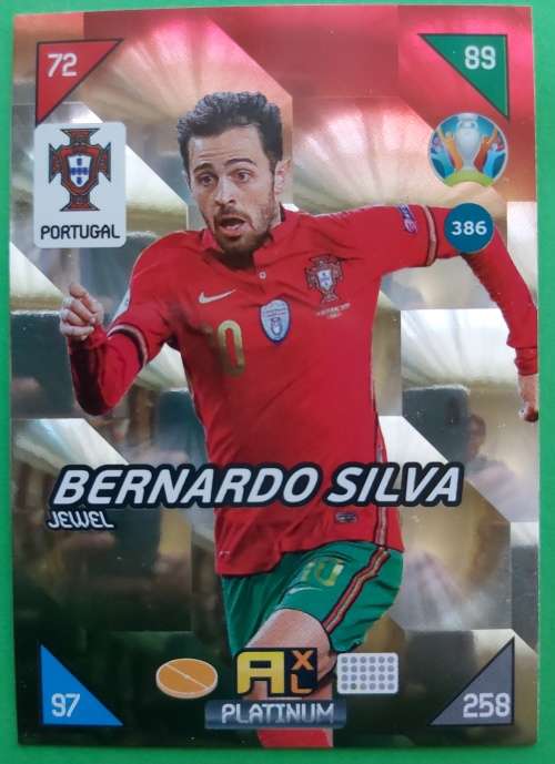 BERNARDO SILVA - EURO 2020 - `PANINI EURO 2020` - PLATINUM `JEWEL` TRADING CARD 386