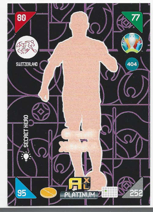 GRANIT XHAKA - EURO 2020 - `PANINI EURO 2020` - FOIL `SECRET HERO` TRADING CARD 404