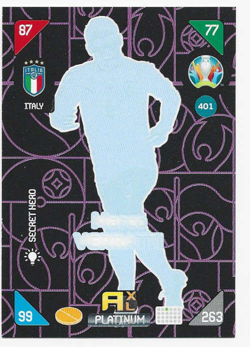 MARCO VERATTI - EURO 2020 - `PANINI EURO 2020` - FOIL `SECRET HERO` TRADING CARD 401