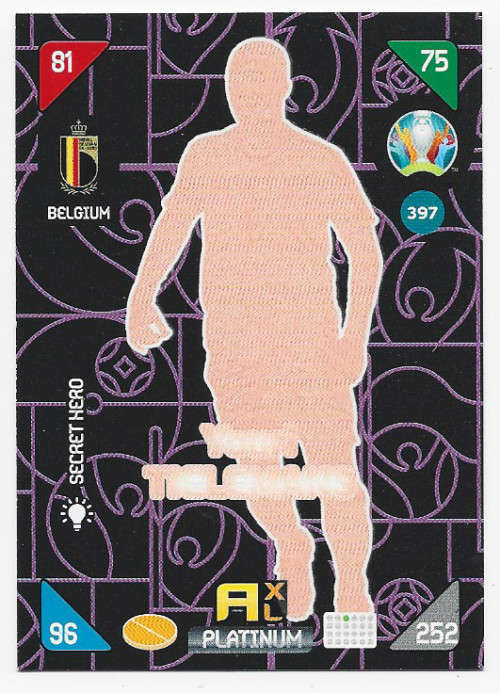 YOURI TIELEMANS - EURO 2020 - `PANINI EURO 2020` - FOIL `SECRET HERO` TRADING CARD 397