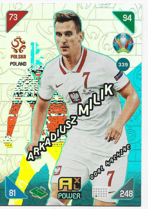 ARKD. MILIK - PANINI  `EURO 2020 KICK OFF` -  FOIL `GOAL MACHINE` TRADING CARD 339