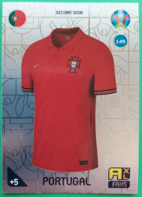 PORTUGAL - PANINI  `EURO 2020 KICK OFF` -  FOIL `SECOND SKIN FANS` TRADING CARD 149