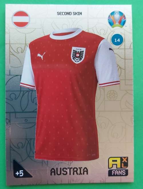 AUSTRIA - PANINI  `EURO 2020 KICK OFF` -  FOIL `SECOND SKIN FANS` TRADING CARD 14