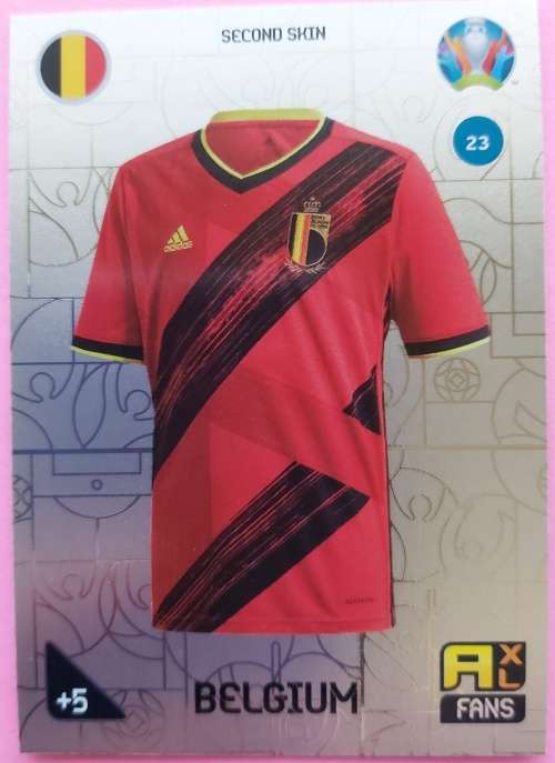 BELGIUM - PANINI  `EURO 2020 KICK OFF` -  FOIL `SECOND SKIN FANS` TRADING CARD 23