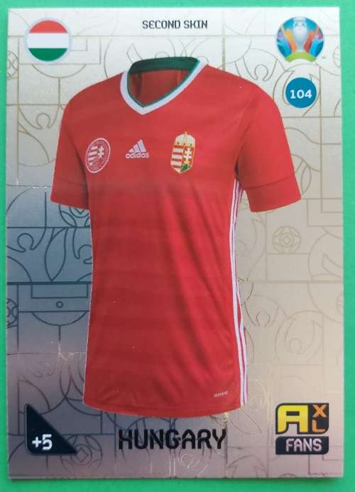 HUNGARY - PANINI  `EURO 2020 KICK OFF` -  FOIL `SECOND SKIN FANS` TRADING CARD 104