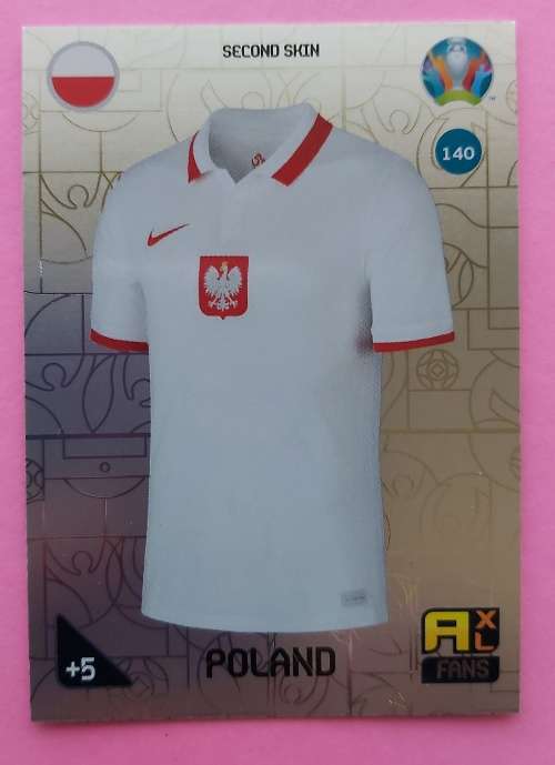 POLAND - PANINI  `EURO 2020 KICK OFF` -  FOIL `SECOND SKIN FANS` TRADING CARD 140