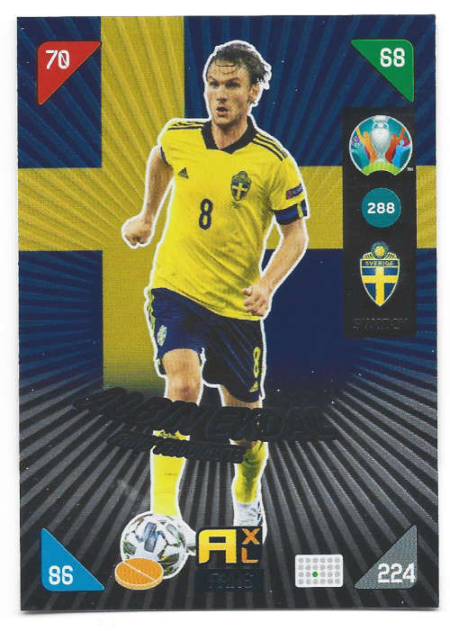 ALBIN EKDAL - PANINI  `EURO 2020 KICK OFF` -  FOIL `FANS FAVOURITE` TRADING CARD 288