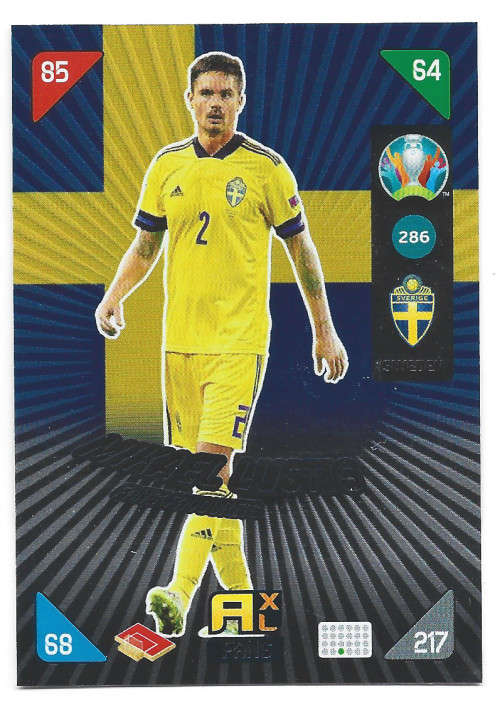 MIKAEL LUSTIG - PANINI  `EURO 2020 KICK OFF` -  FOIL `FANS FAVOURITE` TRADING CARD 286