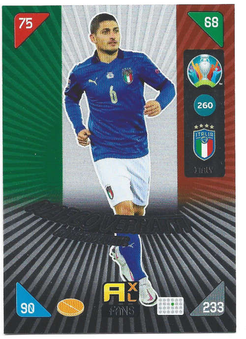 MARCO VERATTI - PANINI  `EURO 2020 KICK OFF` -  FOIL `FANS FAVOURITE` TRADING CARD 260