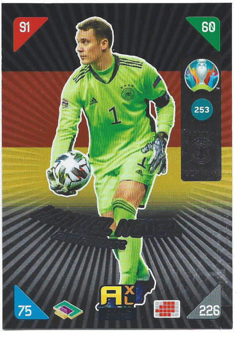 MANUEL NEUER - PANINI  `EURO 2020 KICK OFF` -  FOIL `FANS FAVOURITE` TRADING CARD 253