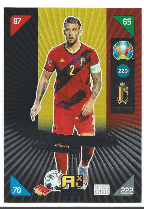 TOBY ALDERWEIRELD - PANINI  `EURO 2020 KICK OFF` -  FOIL `FANS FAVOURITE` TRADING CARD 229
