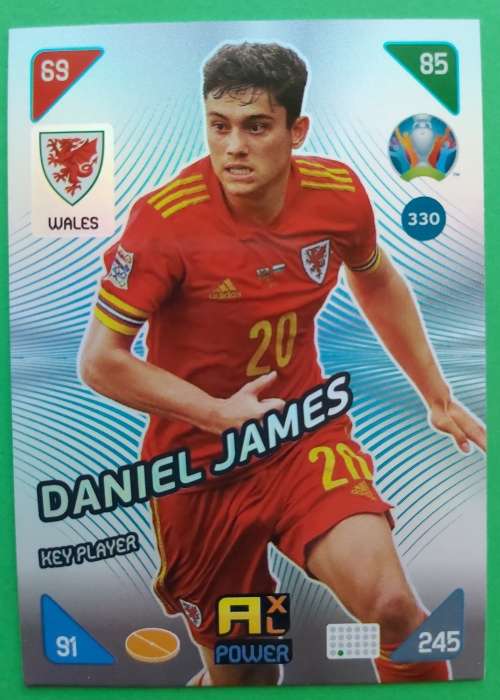 DANIEL JAMES - PANINI  `EURO 2020 KICK OFF` - SILVER FOIL `KEY PLAYER` TRADING CARD 330