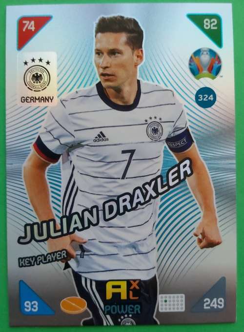 JULIAN DRAXLER - PANINI  `EURO 2020 KICK OFF` - SILVER FOIL `KEY PLAYER` TRADING CARD 324