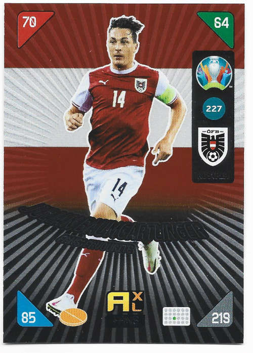 JULIAN BAUMGARTLINGER - PANINI  `EURO 2020 KICK OFF` -  FOIL `FANS FAVOURITE` TRADING CARD 227