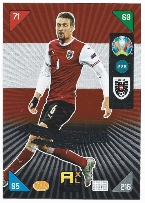 STEFAN ILSANKER - PANINI  `EURO 2020 KICK OFF` -  FOIL `FANS FAVOURITE` TRADING CARD 228