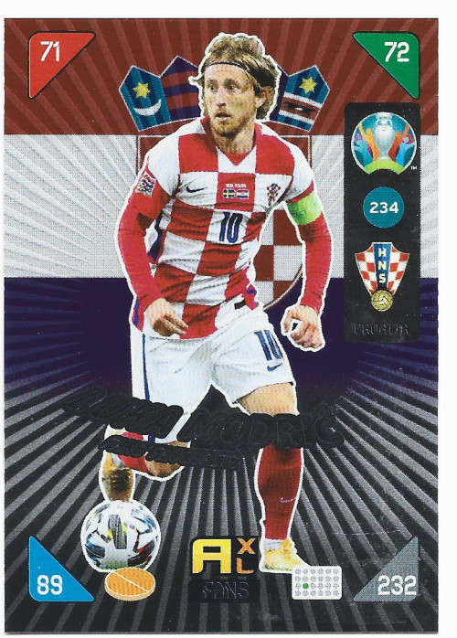 LUKA MODRIC - PANINI  `EURO 2020 KICK OFF` -  FOIL `FANS FAVOURITE` TRADING CARD 234