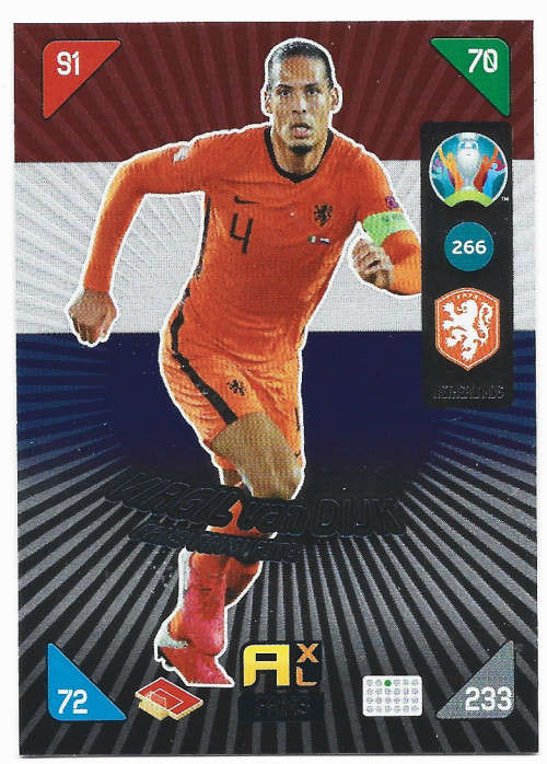 VIRGIL VAN DYJK - PANINI  `EURO 2020 KICK OFF` -  FOIL `FANS FAVOURITE` TRADING CARD 266