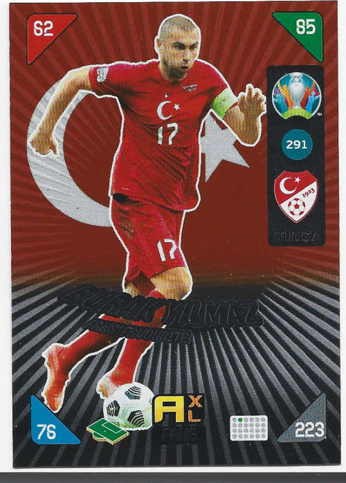 BURAK YILMAZ - PANINI  `EURO 2020 KICK OFF` -  FOIL `FANS FAVOURITE` TRADING CARD 291
