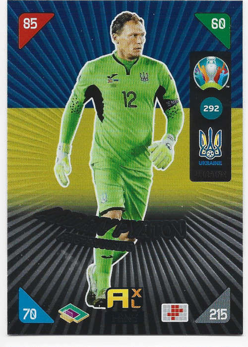 ANDRIY PYATOV - PANINI  `EURO 2020 KICK OFF` -  FOIL `FANS FAVOURITE` TRADING CARD 292