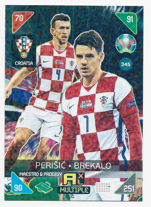 CROATIA - PANINI  `EURO 2020 KICK OFF` -  FOIL `Maestro and Prodigy` TRADING CARD 345