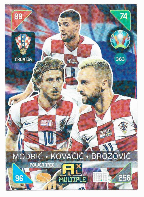 CROATIA - PANINI  `EURO 2020 KICK OFF` -  FOIL `POWER TRIO` TRADING CARD 363
