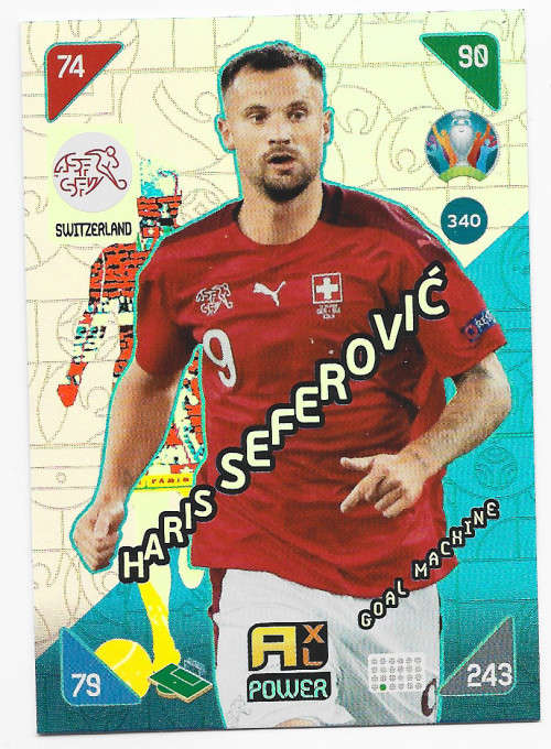 HARIS SEFEROVIC - PANINI  `EURO 2020 KICK OFF` -  FOIL `GOAL MACHINE` TRADING CARD 340