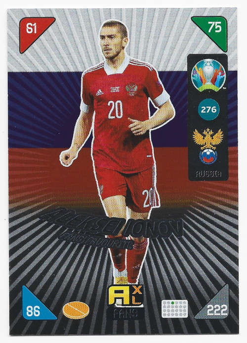 ALEKSEI IONOV - PANINI  `EURO 2020 KICK OFF` -  FOIL `FANS FAVOURITE` TRADING CARD 276