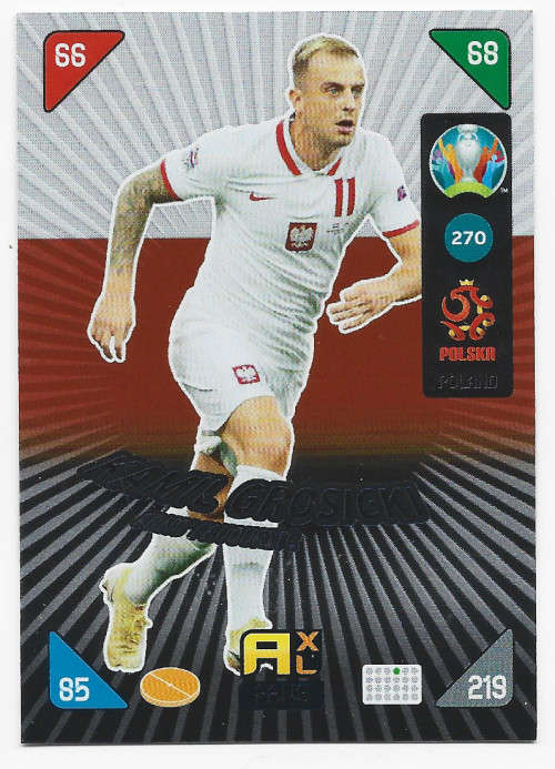 KAMIL GROSOCKI - PANINI  `EURO 2020 KICK OFF` -  FOIL `FANS FAVOURITE` TRADING CARD 270