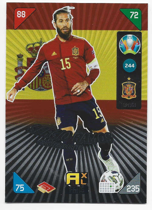 SERGIO RAMOS - PANINI  `EURO 2020 KICK OFF` -  FOIL `FANS FAVOURITE` TRADING CARD 244