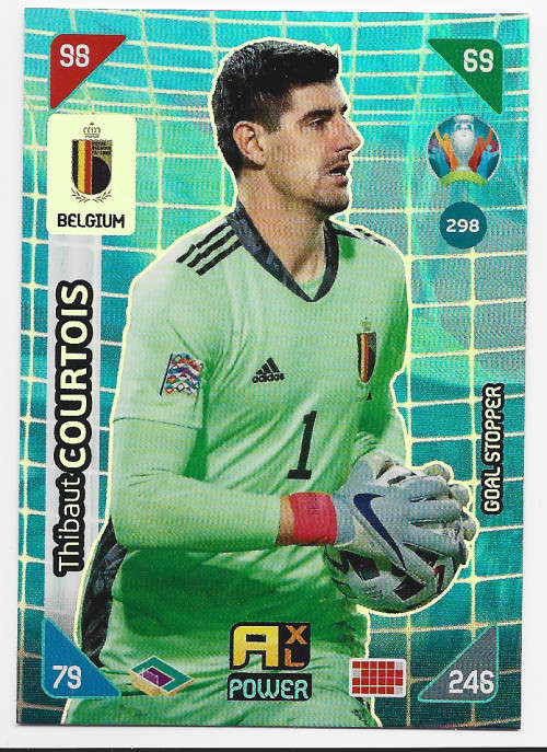 THIBAUT COURTOIS - PANINI  `EURO 2020 KICK OFF` - GREY FOIL `GOAL STOPPER` TRADING CARD 298