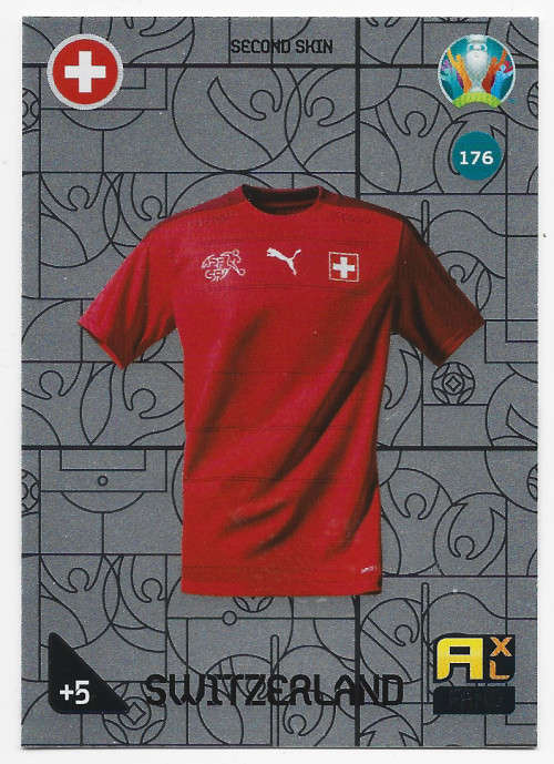 SWITZERLAND - PANINI  `EURO 2020 KICK OFF` -  FOIL `SECOND SKIN FANS` TRADING CARD 176