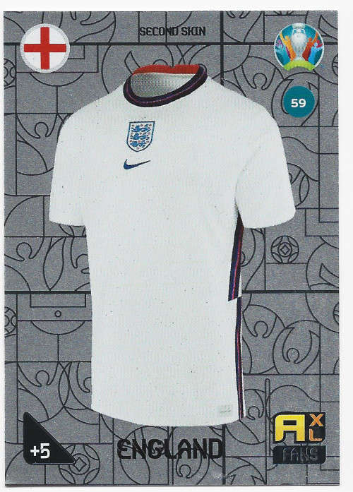 ENGLAND - PANINI  `EURO 2020 KICK OFF` -  FOIL `SECOND SKIN FANS` TRADING CARD 59