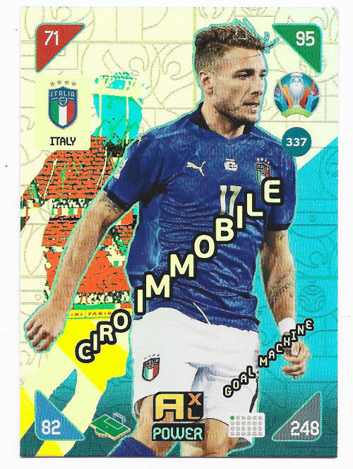 CIRO IMMOBILE - PANINI  `EURO 2020 KICK OFF` -  FOIL `GOAL MACHINE` TRADING CARD 337