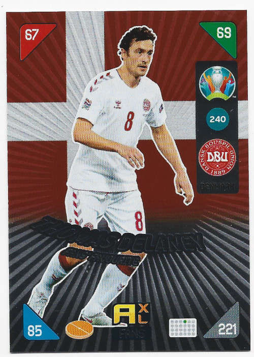 THOMAS DELANEY - PANINI  `EURO 2020 KICK OFF` -  FOIL `FANS FAVOURITE` TRADING CARD 240